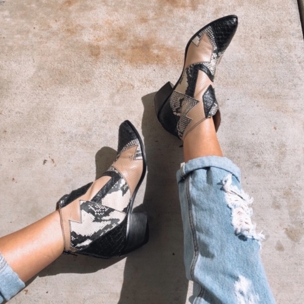 Matisse x AmuseSociety Patchwork Snakeskin Booties